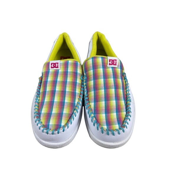 Women’s DC Villain SE White Plaid Comfort Slip On Loafers 8W - Picture 2 of 10